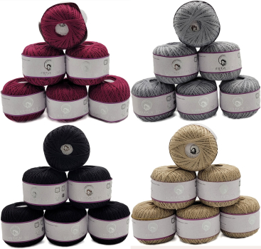 6 x 50 Gramm Häkelgarn Garden (Nazli Gelin) 100% Baumwolle, 300g Filetgarn einfarbig, Garn